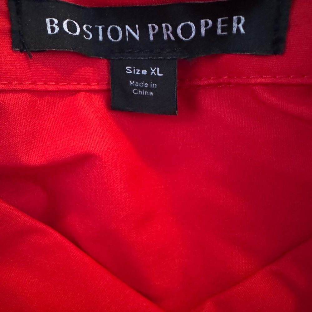 Boston Proper Red Floral Button Down Shirt - Picture 3 of 3